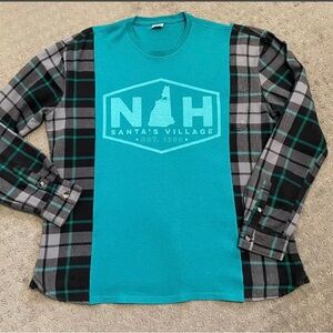Upcycled NH Santa’s Village Flannel Tee